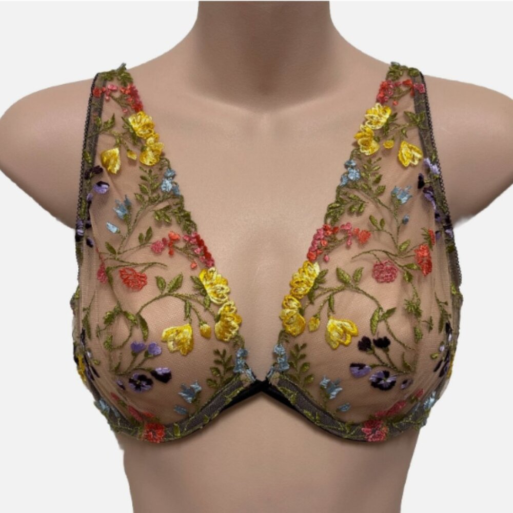 NEW Victoria’s Secret Dream Angels Bra Unlined Embroidered Sheer Floral 32D